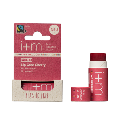 WE REDUCE! Koloryzująco-pielęgnacyjny balsam pomadka do ust WIŚNIA z bio-masłem shea i bio-olejem kokosowym i+m naturkosmetik berlin