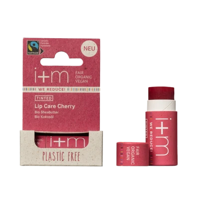 WE REDUCE! Koloryzująco-pielęgnacyjny balsam pomadka do ust WIŚNIA z bio-masłem shea i bio-olejem kokosowym i+m naturkosmetik berlin